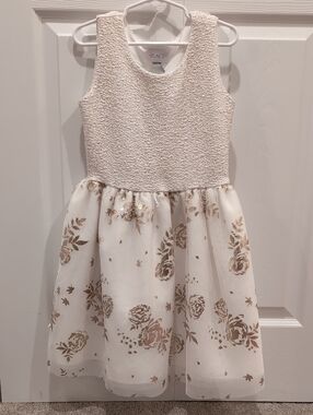 The Children's Place Cream Dress with Gold Floral Accents